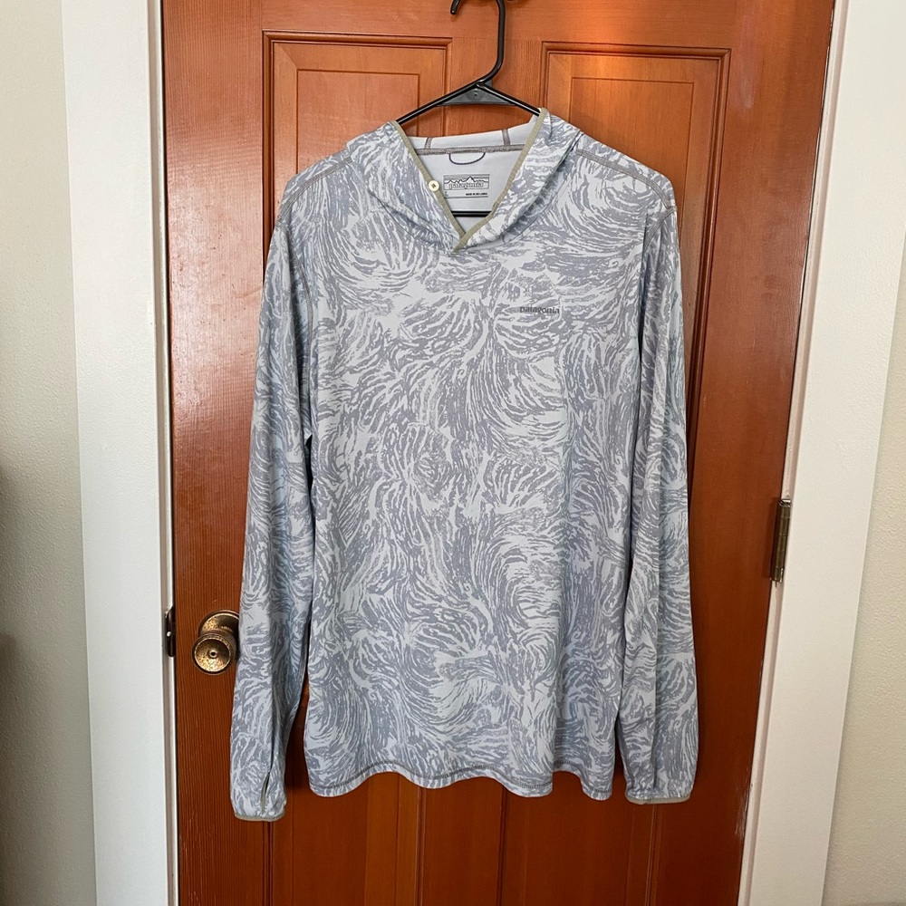 Patagonia tropic, comfort, natural hoodie, Gray Patterned Men's Hoodie size L